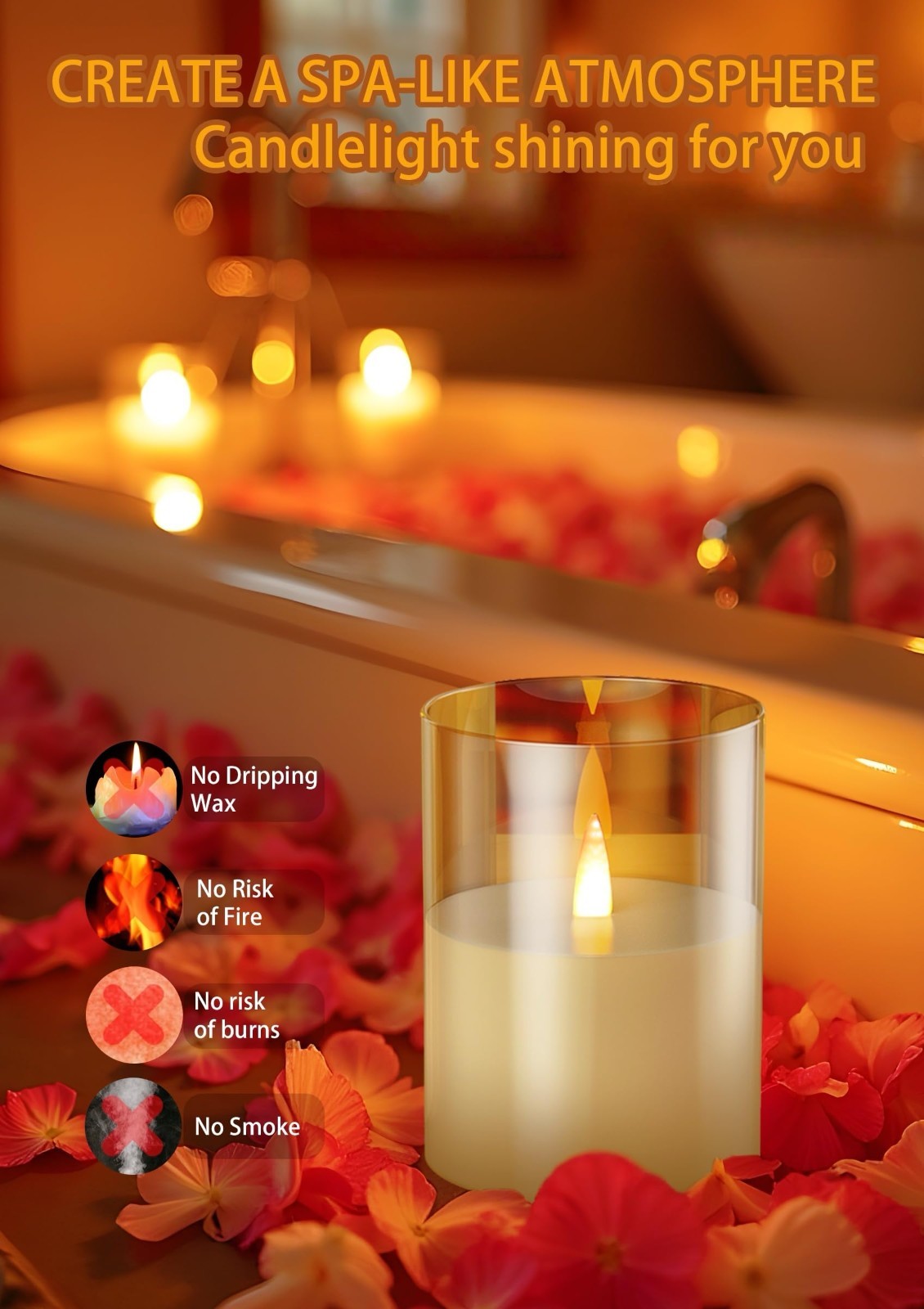 Glass Rechargeable Flameless Candles Type-c Rechargeable Candle with Remote