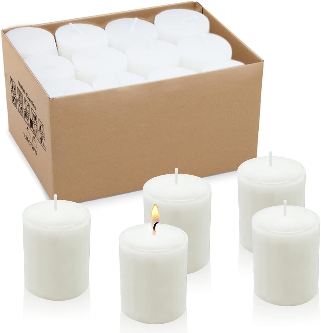 12 Hours White Votive Candles for Weddings Parties Spa Birthdays and Baby Shower