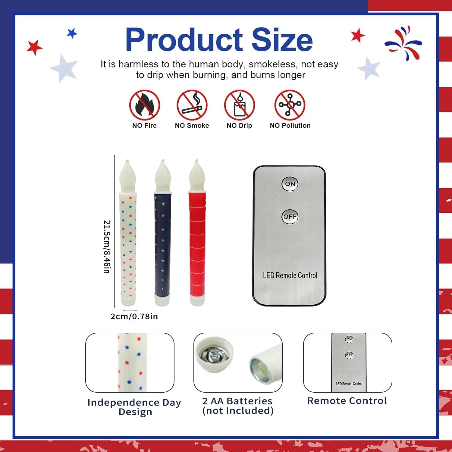 4th of July Candles,Patriotic Taper Candles,Red White and Blue Candle with Re…