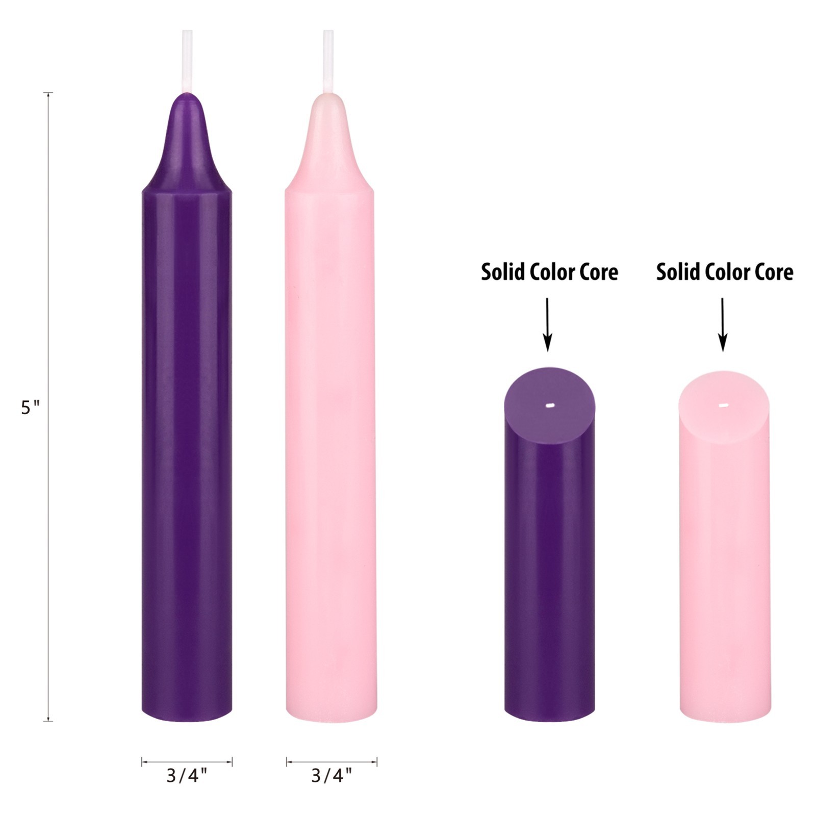 Mega Candles – Unscented 5″ Advent Taper Candle – Assorted, Set of 4