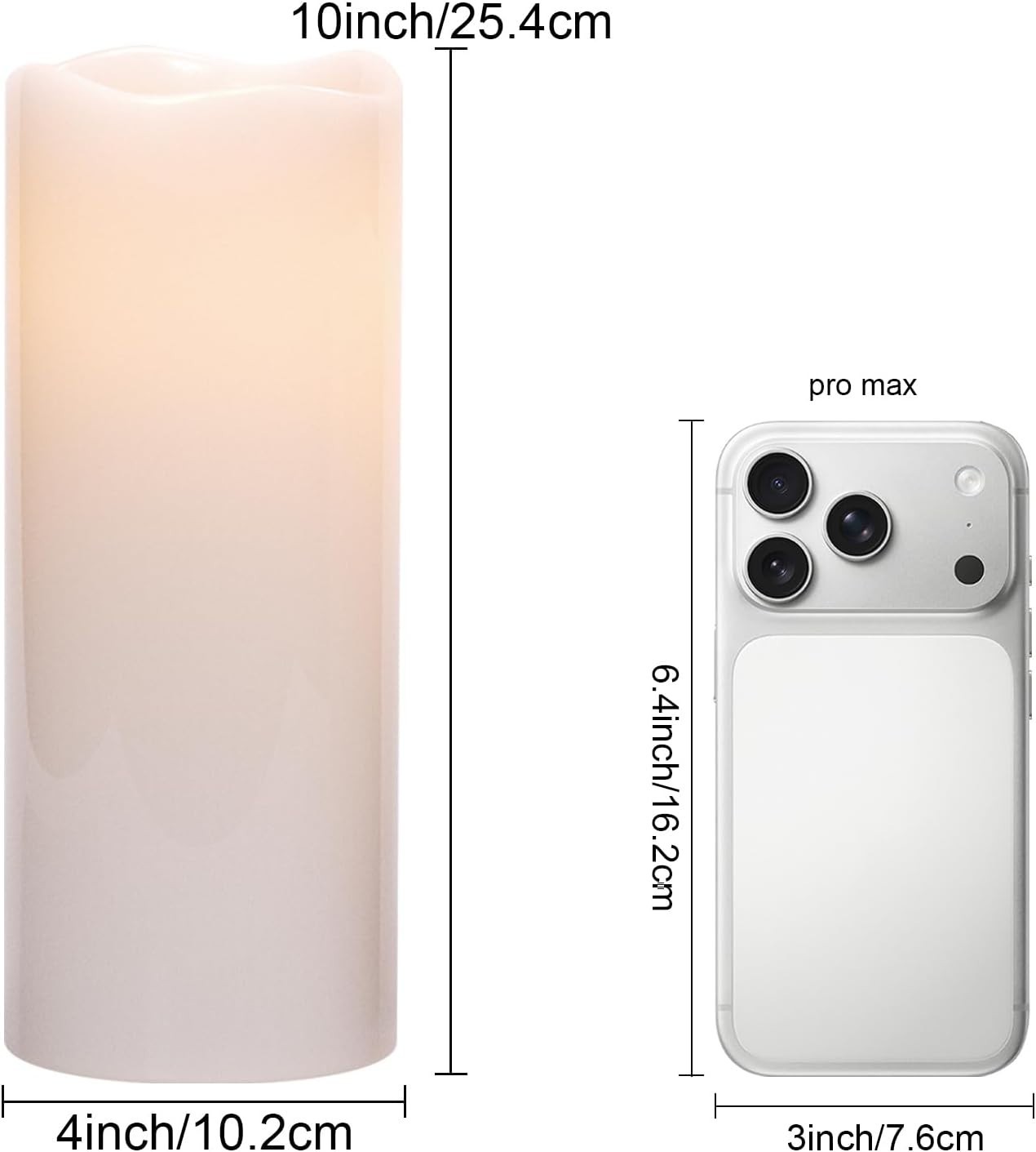 2 Velas LED Grandes Exterior 10×4 Pulg Impermeables con Control Remoto