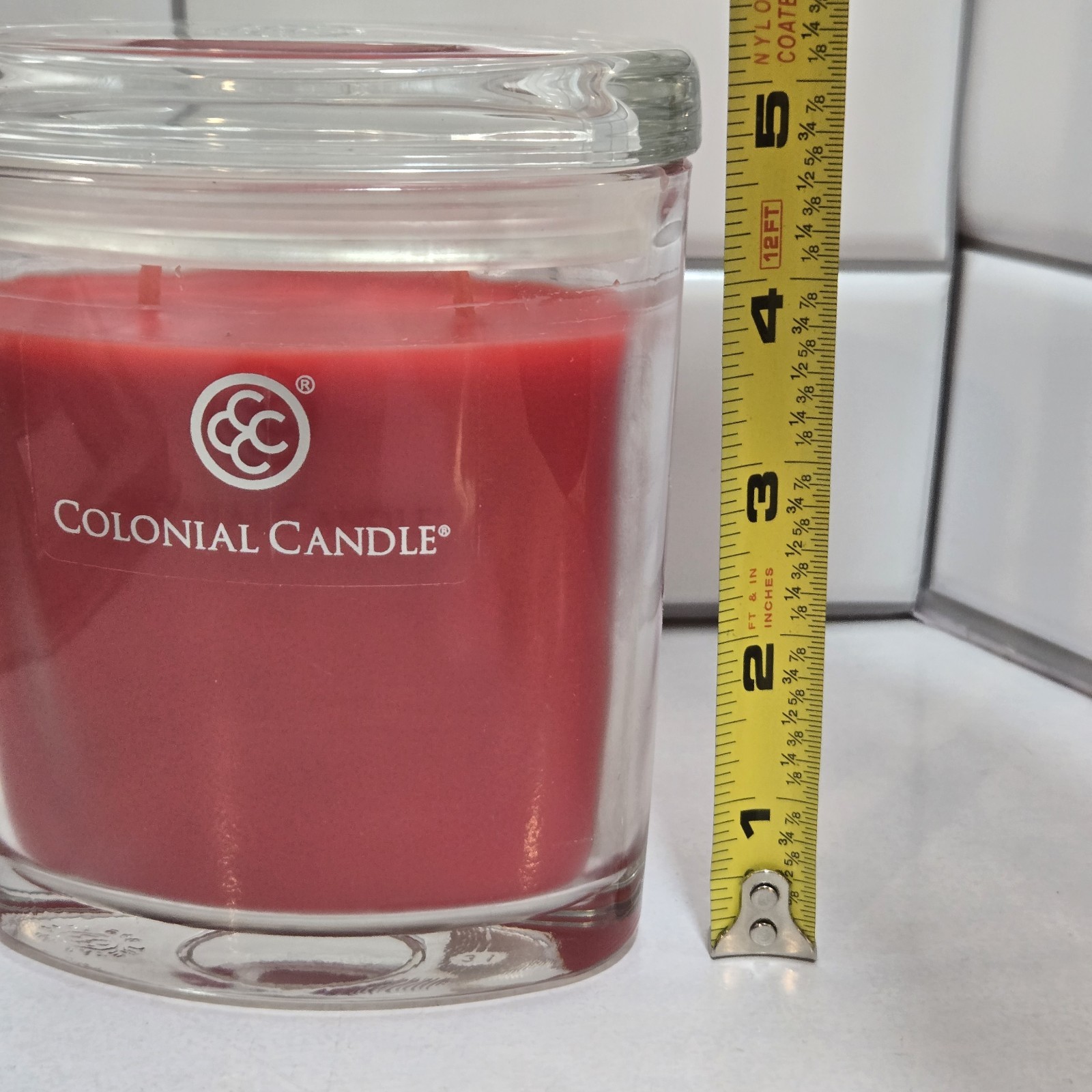 Colonial Candle 2 Wick “Red Rouge” 8oz Glass Oval Jar Holly Berry Scent Holiday