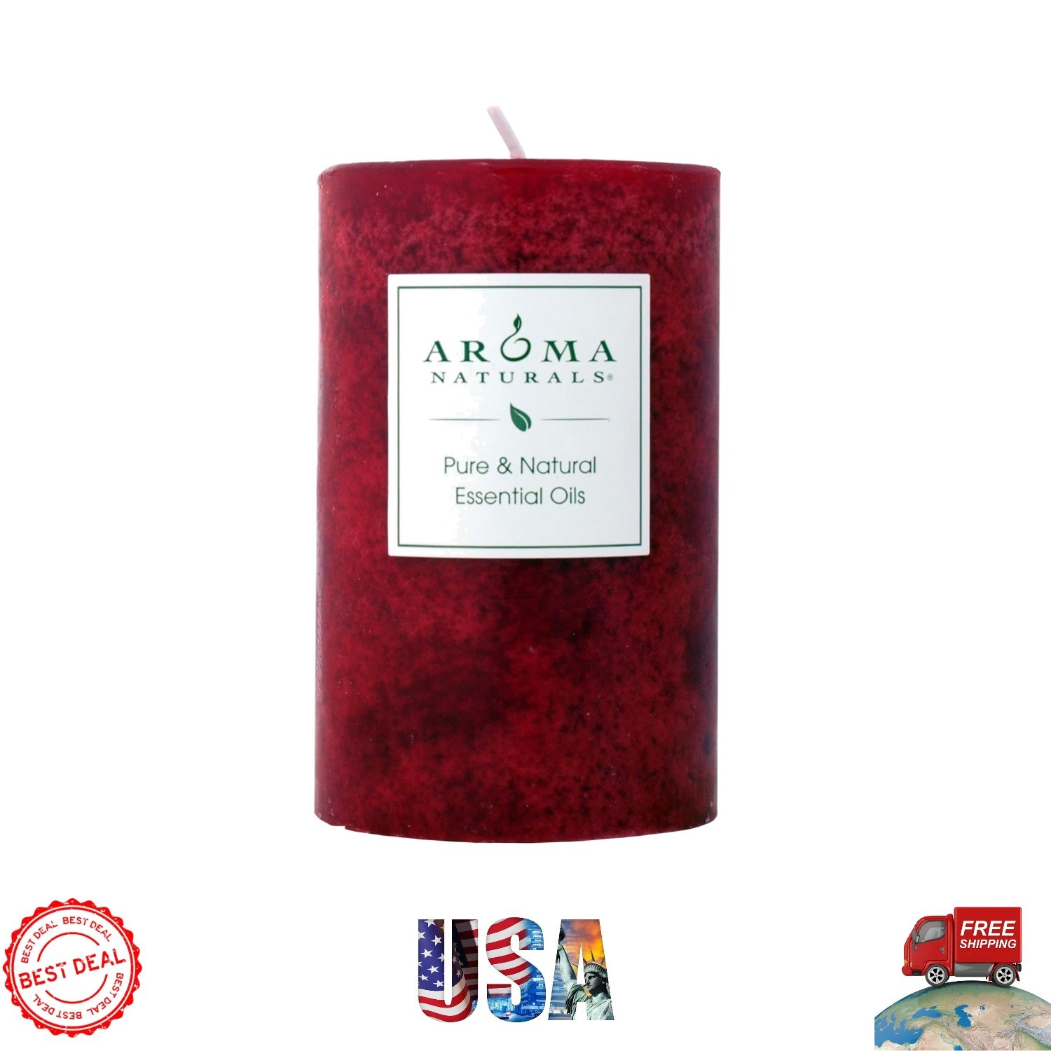 Warm Spice Pillar Candle – Citrus and Clove Essence, 2.5 in x 4 in, 50 Hour Burn