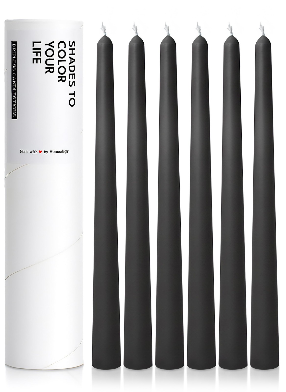 6 Pack 10 In Classic Taper Candles Black Long Burning Unscented Candlesticks