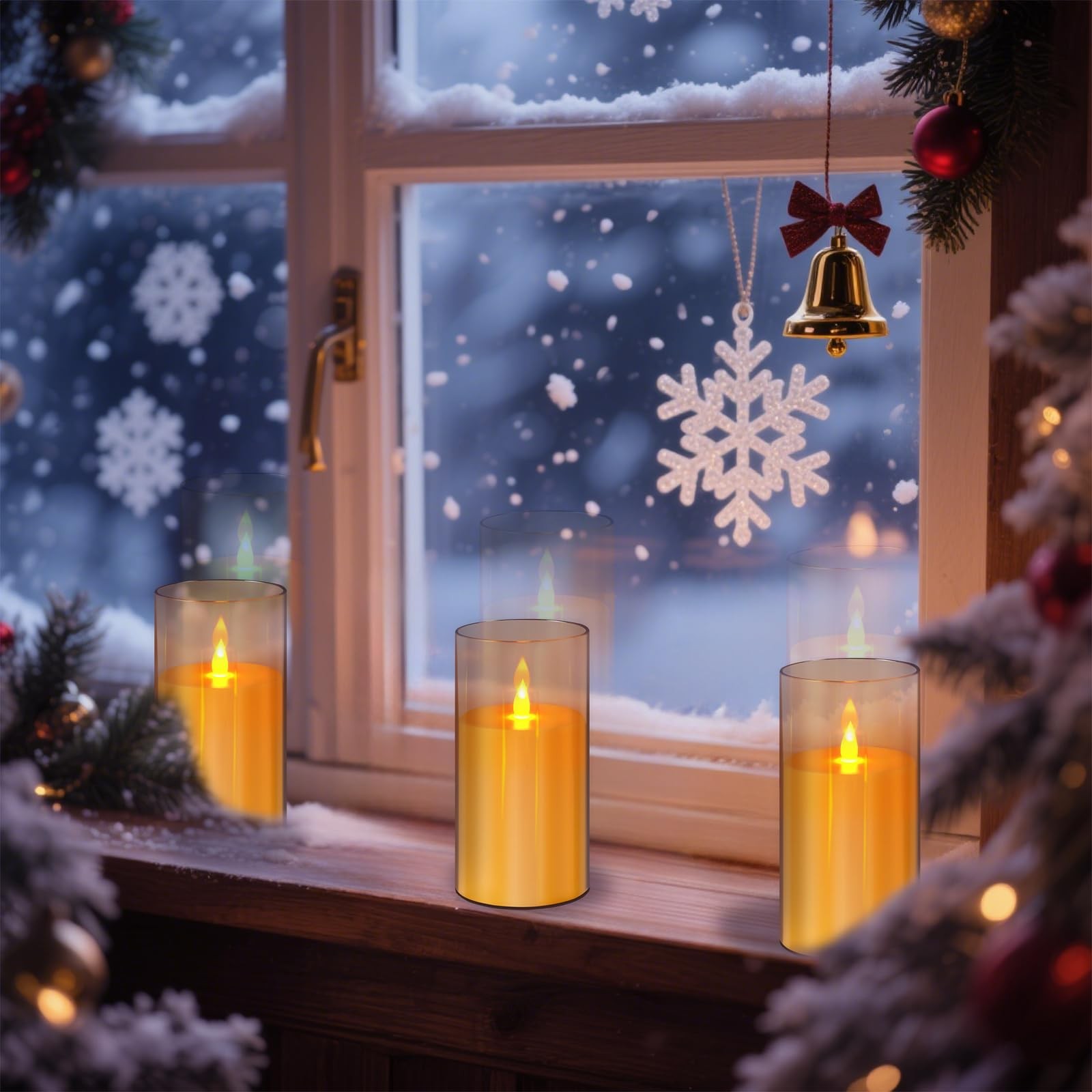 Amber Flameless Candles with Remote and Timer, 2 Pcs(D3 xH6) Flickering Batte…