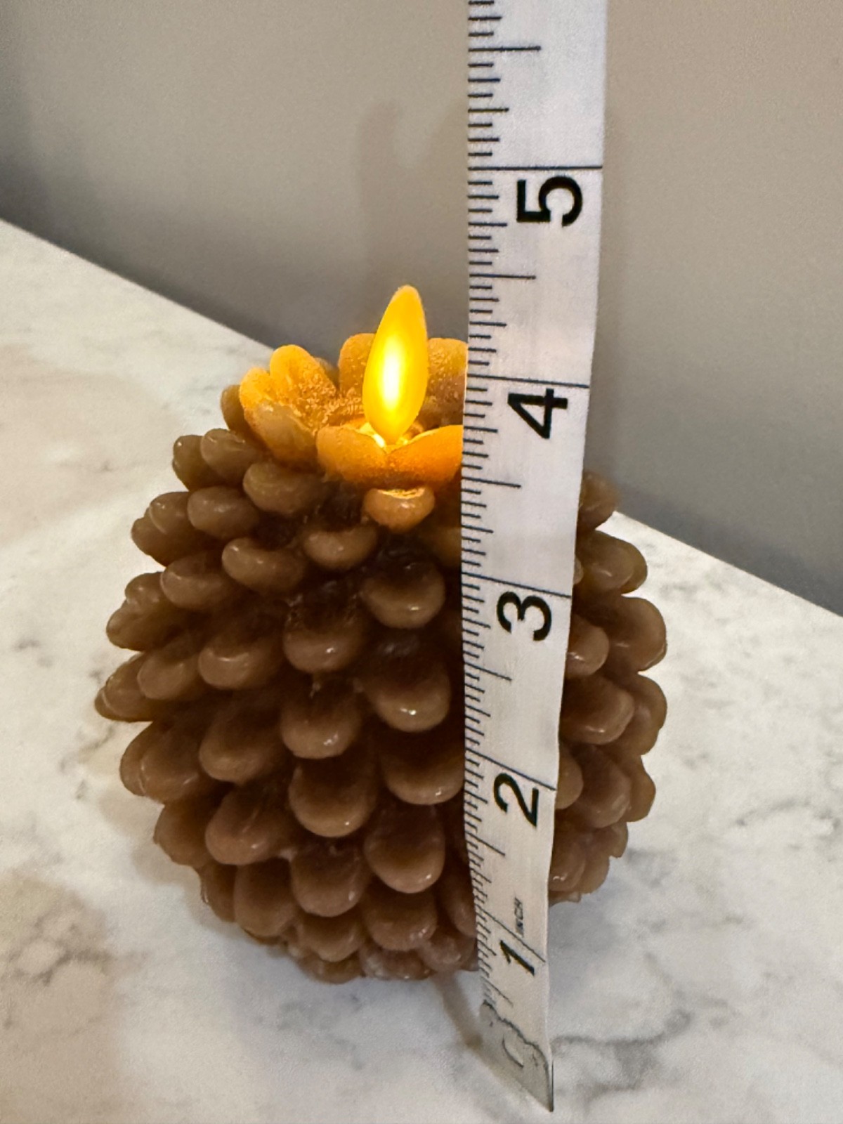 NEW in Box -Luminara Brown Pinecone Flameless Candle Unscented Wax Timer Indoor