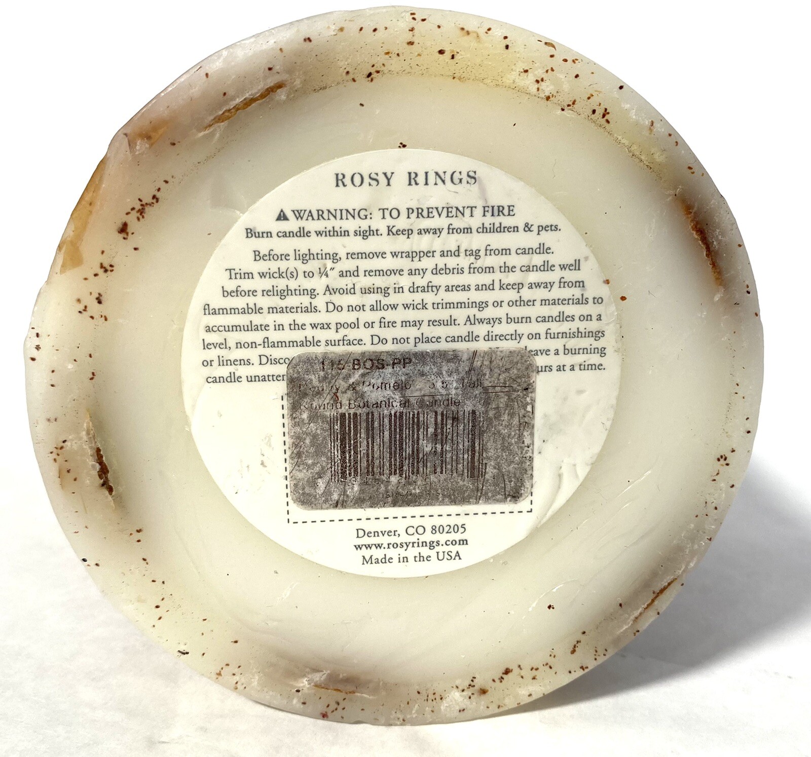 ROSY RINGS PEONY & POMELO LUXURY BOTANICAL CANDLE 5.5″ TALL 120 HRS