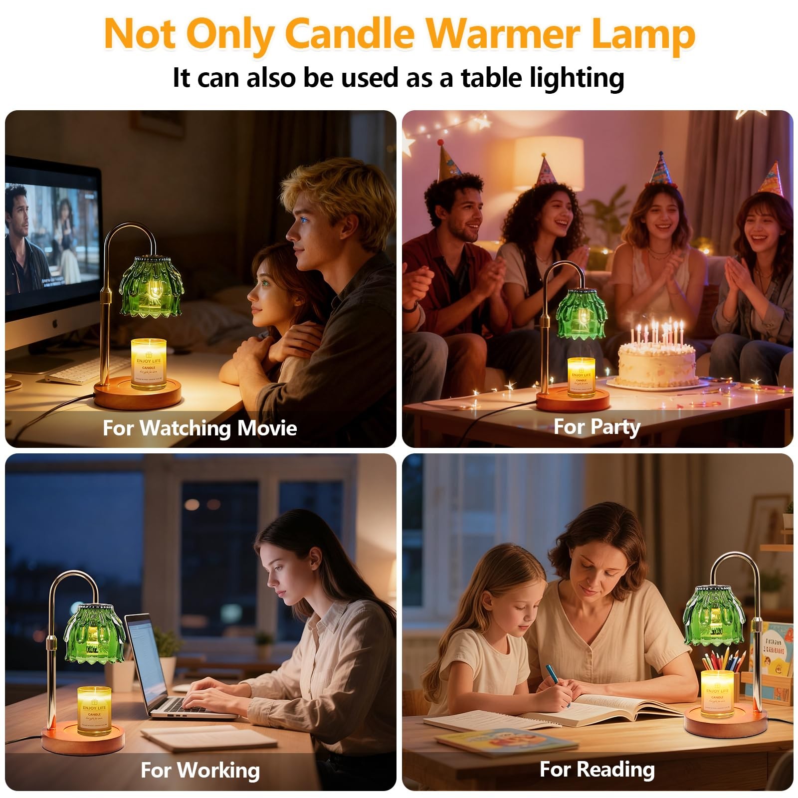 Candle Warmer Lamp with Timer and Dimmer 4-Level Dimmable Flower Light Heat L…
