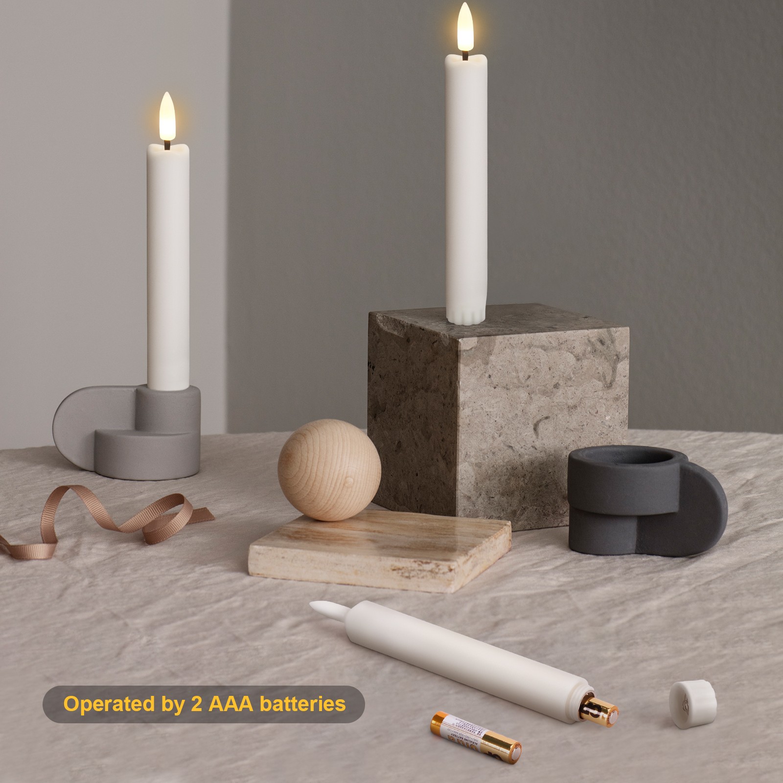 12 Pcs Flickering Flameless Taper Candles Battery Operated with Remote & Timer