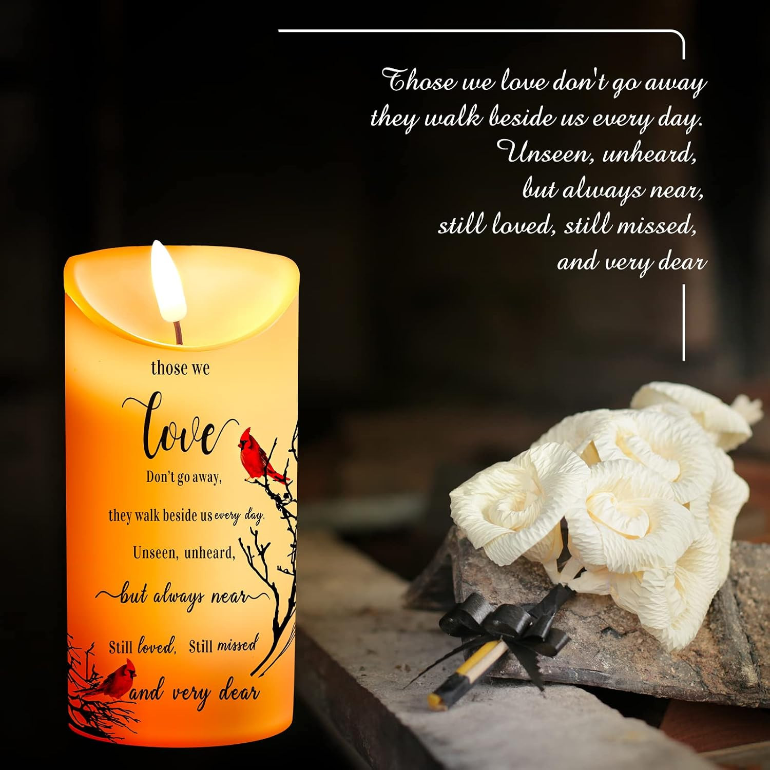 Gerrii Memorial Candles Sympathy Gifts LED Flameless Cardinal Bereavement Candle