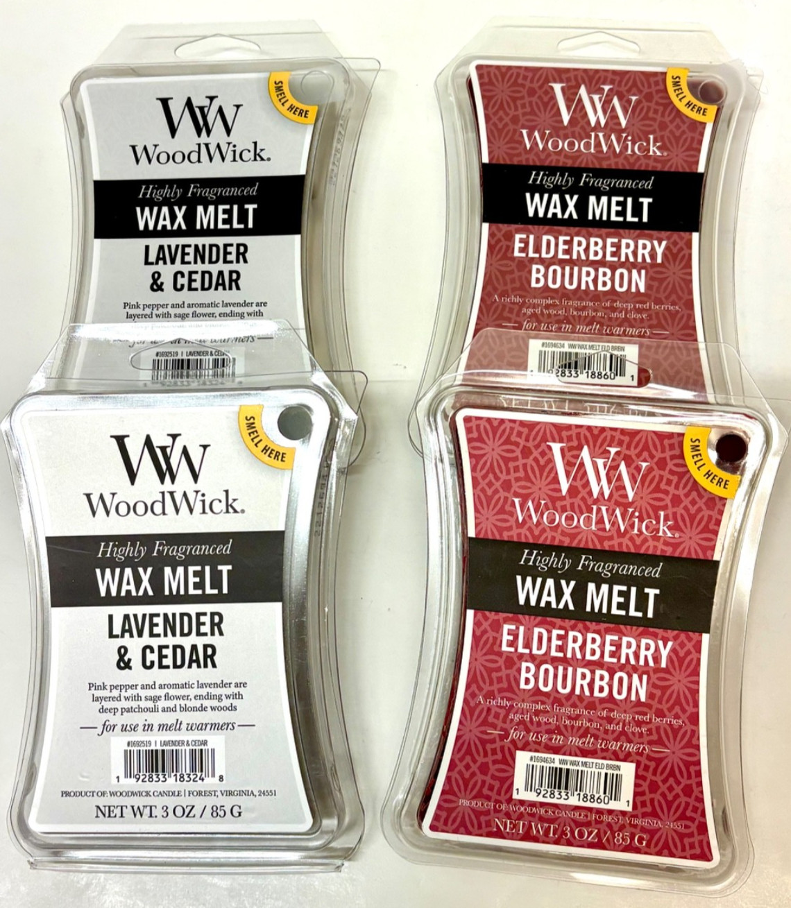 4 Pack WoodWick Highly Fragranced Wax Melts 85g. Free shipping