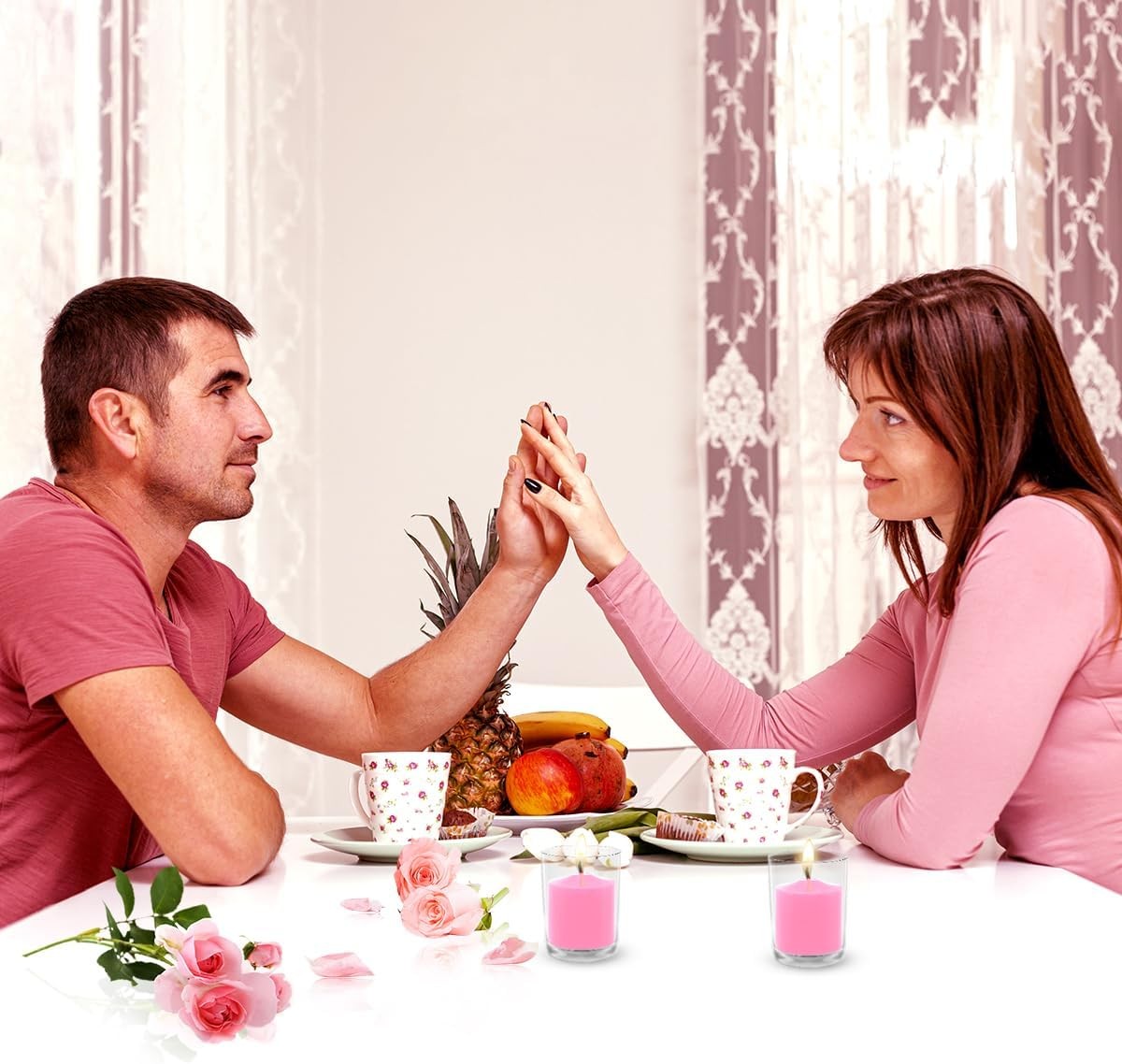 Pink Votive Candles, 9 Packs Unscented Small Votives for Valentine’s Day Dinner