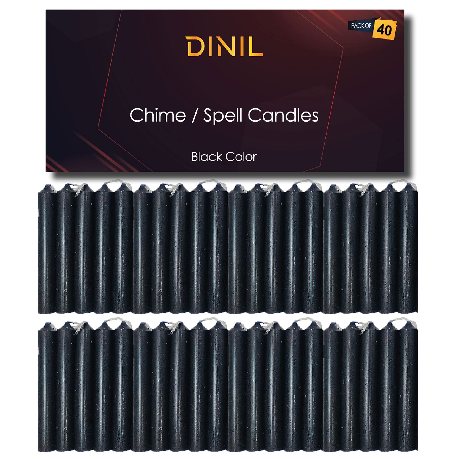 Spell & Chime Black Candles 40 Premium Mini Taper Candles for Rituals