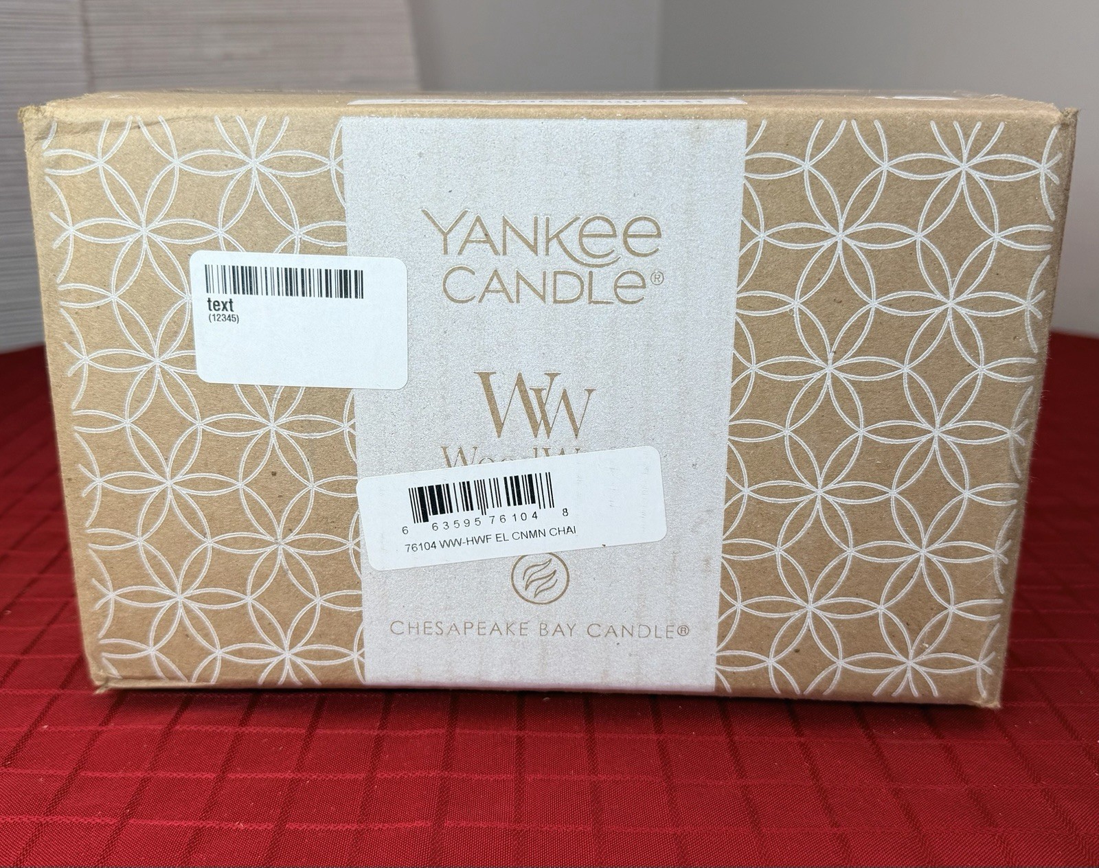 Woodwick Ellipse Scented Yankee Candle Cinnamon Chai 16oz 50 Hours NEW Sealed