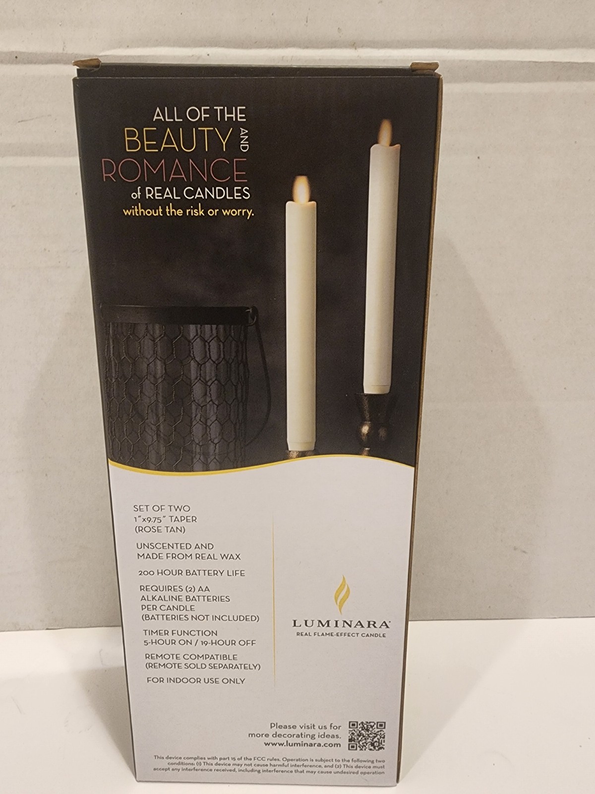 Luminara Rose Tan Flameless Real Wax Taper Candles 1″x9″ Set of 2 with Timer