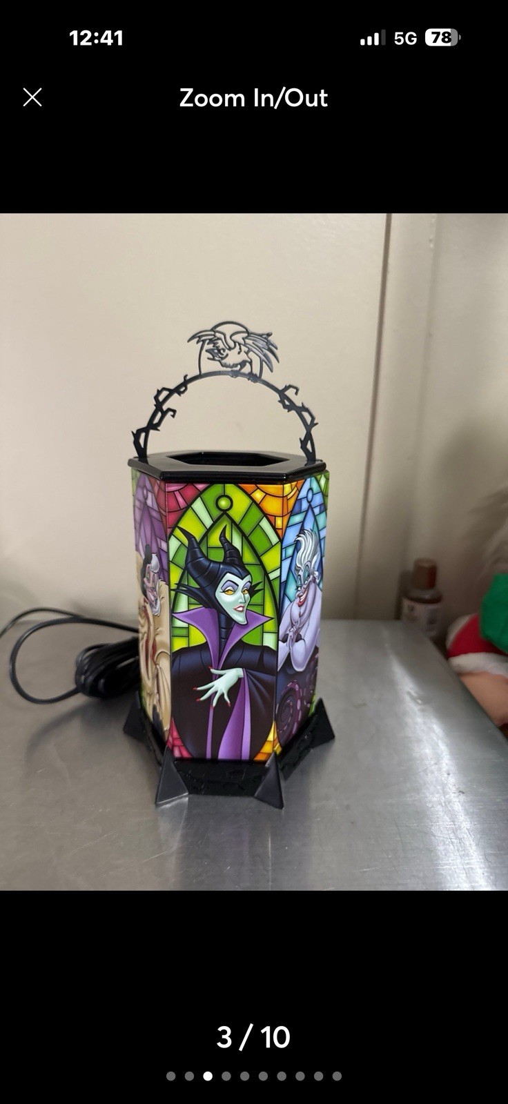 Scentsy Disney Villains Stained Glass Lantern Accent Lamp, Corded Switch