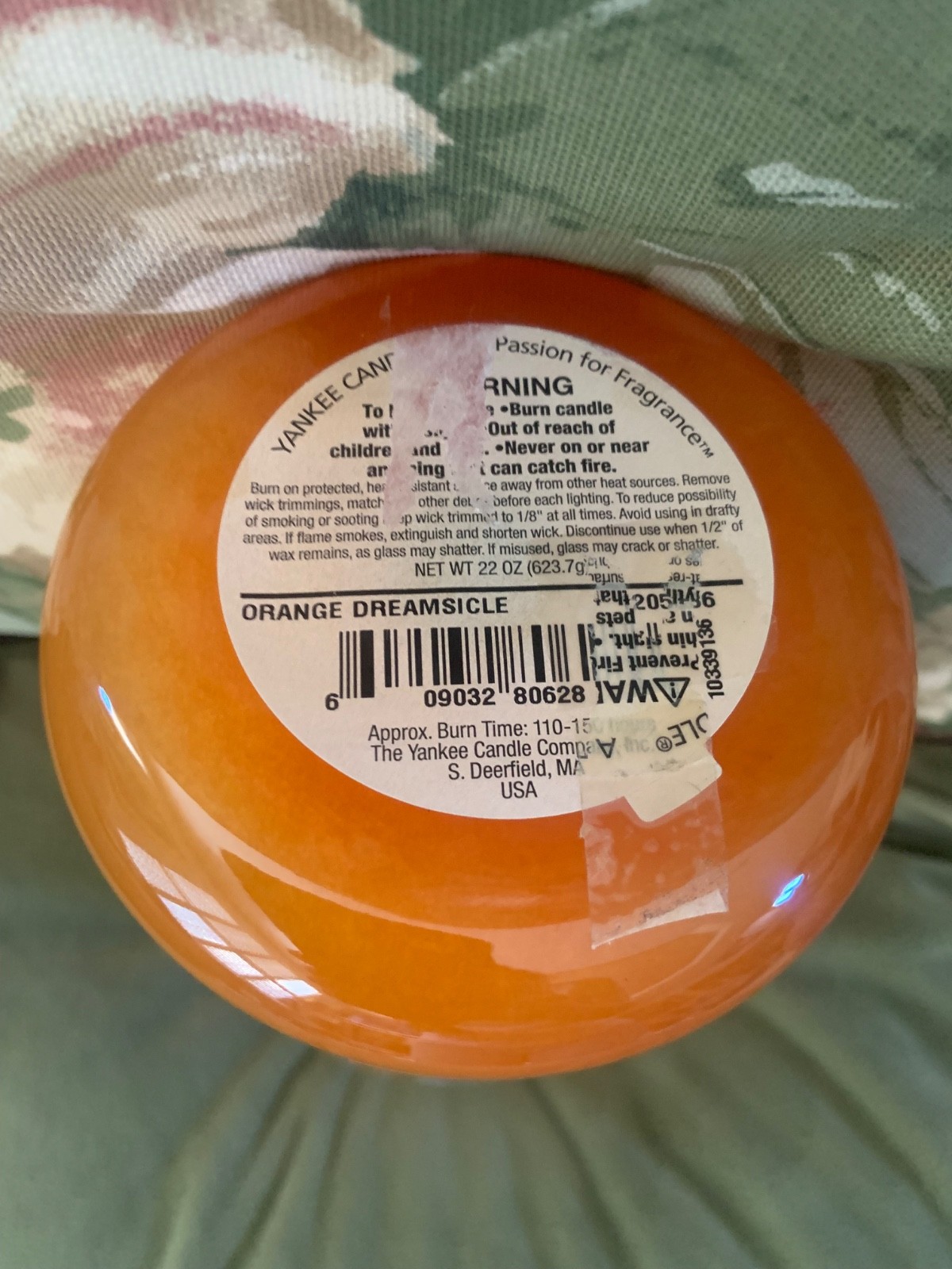 Retired Yankee Candle Orange Dreamsicle Large Jar 22oz Classic Label One Wick