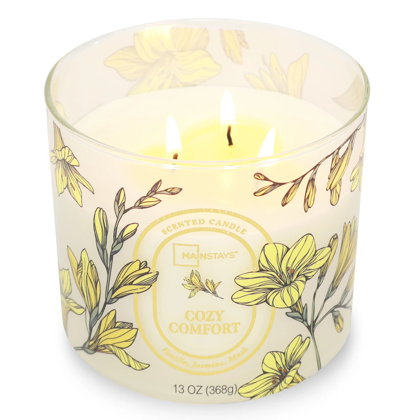 Mainstays 3-Wick Scented Jar Candle, Cozy Comfort, 13oz