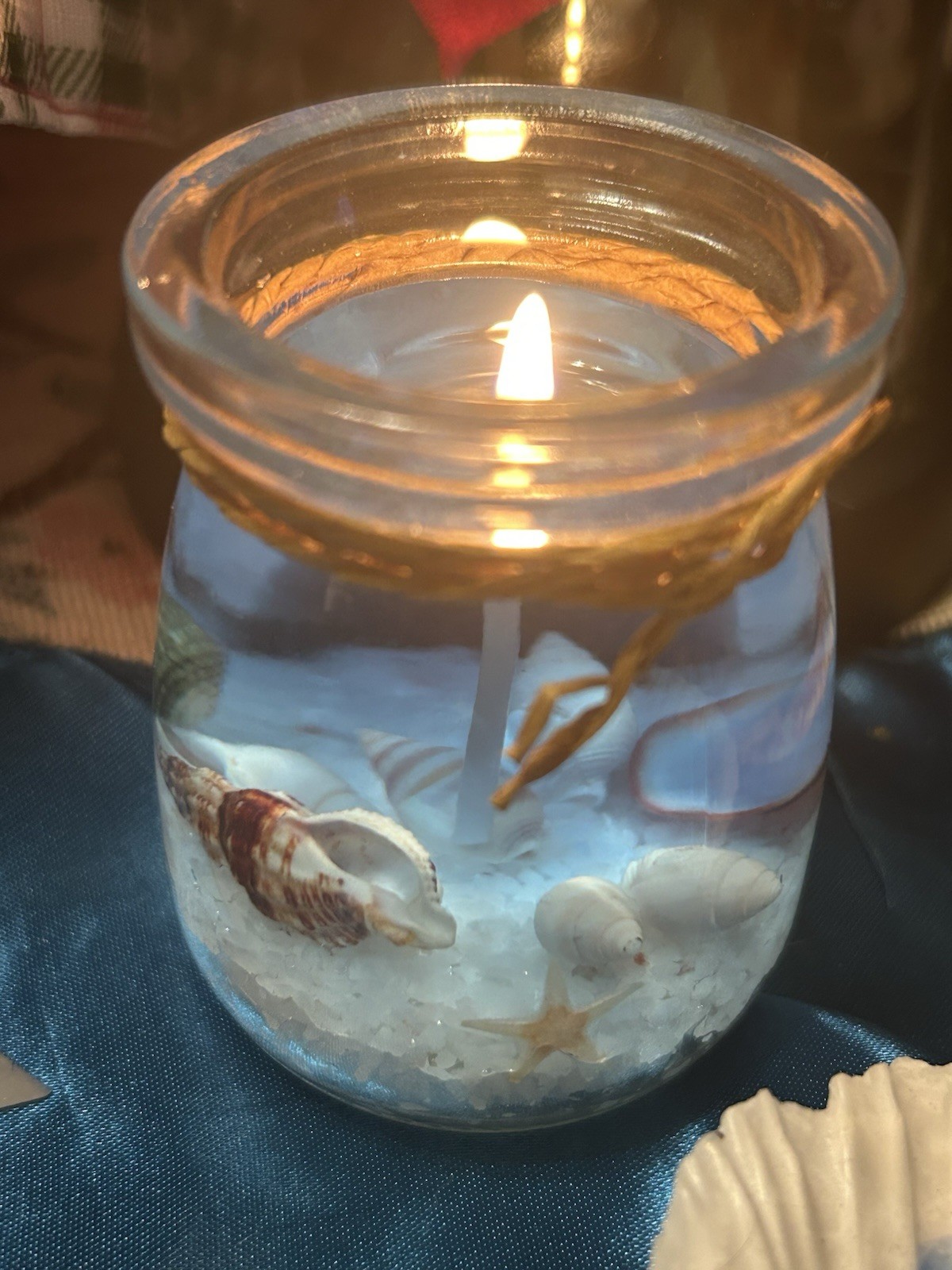 Handmade Ocean Florida Gel Candle Soy Wax Real Seashells, Sea Salt & Starfish