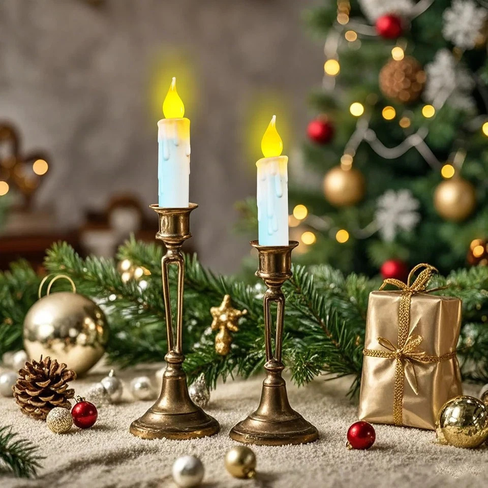 Flameless Short Taper Candles Battery Operated with Timer,Battery Operated Taper