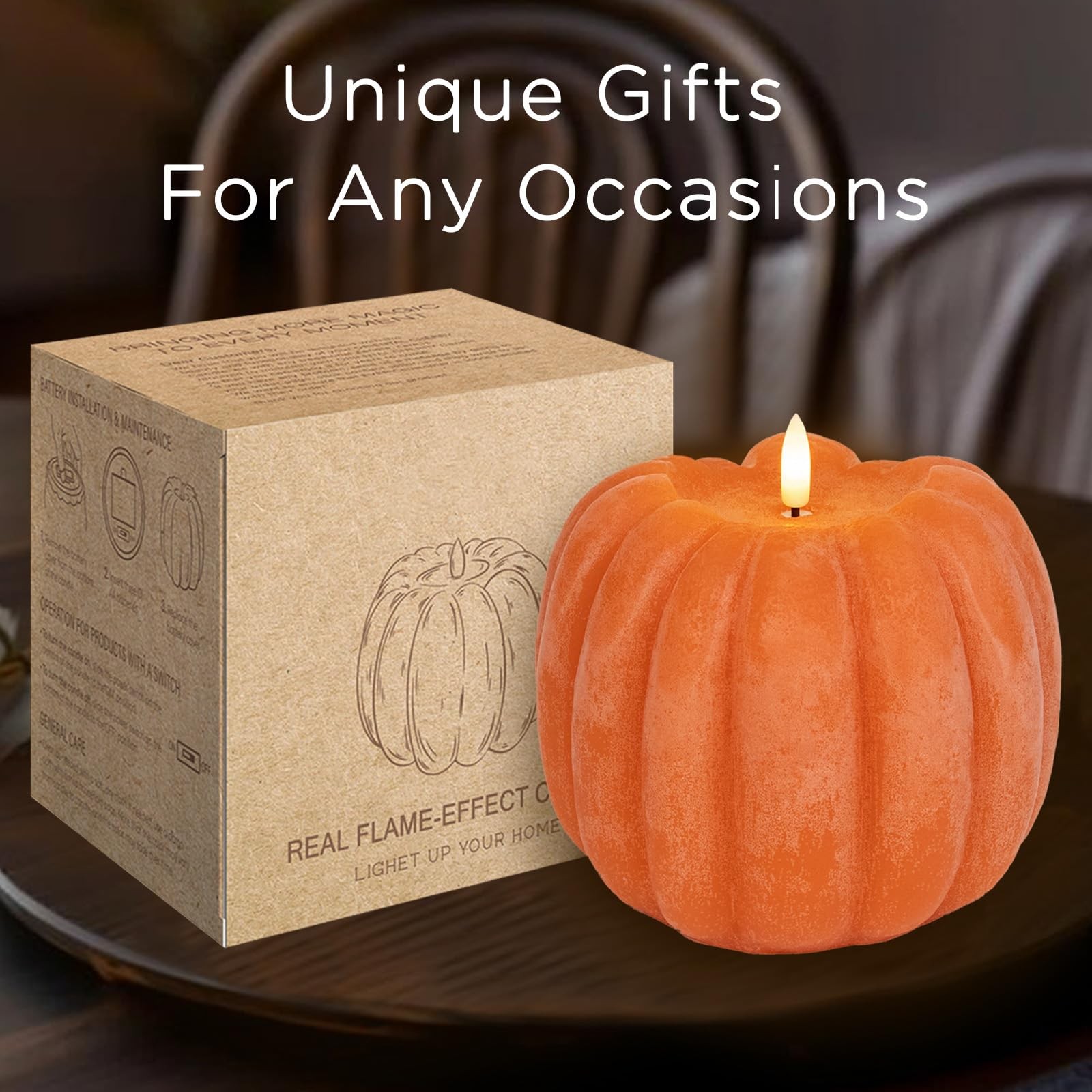 Fall Decorations for Home – Fall Decor – Flickering Flameless Wax Pumpkin LED…