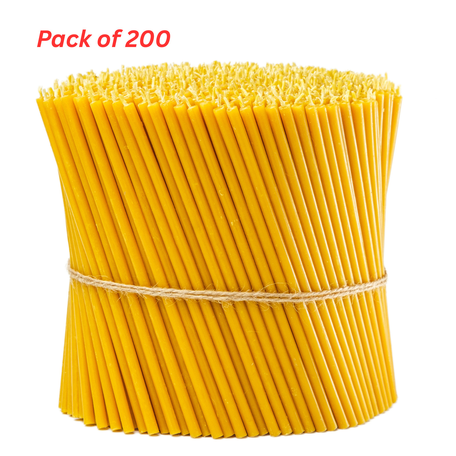 Pure Beeswax Candles 6.3″ Thin Taper 0.2″ Church Orthodox Bulk 200 Pack
