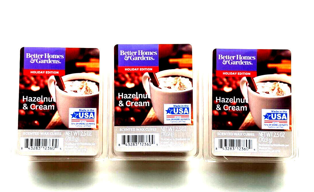 Better Homes and Gardens 3 PACKS Scented Wax Cube Hazelnut and Cream 6-Count