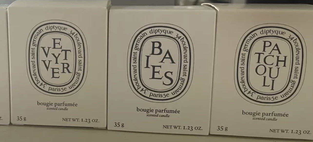 Diptyque Candle Set 3 Candles 35g/ 1.23oz Each; Figuier, Vetyver, Feu De Bois