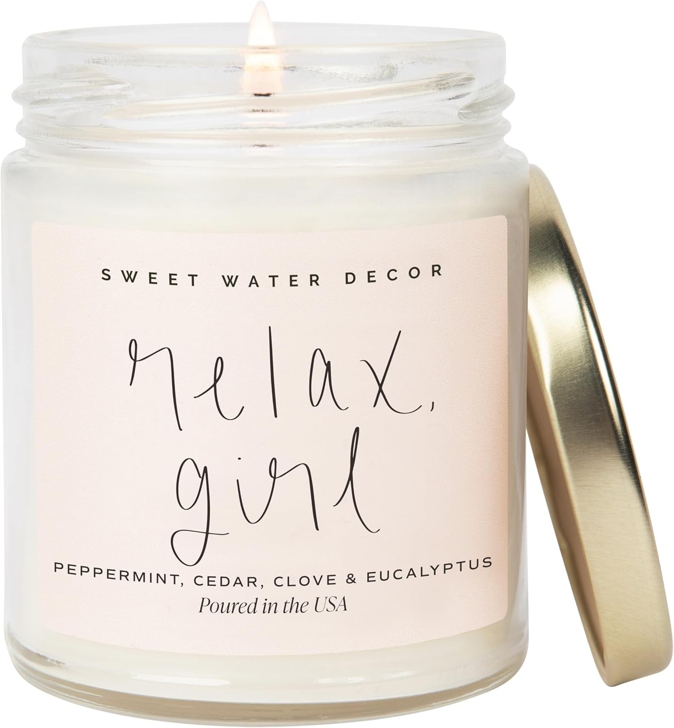 Relax Girl, Peppermint, Cedar, Clove, and Eucalyptus Scented Soy Wax Candle f…