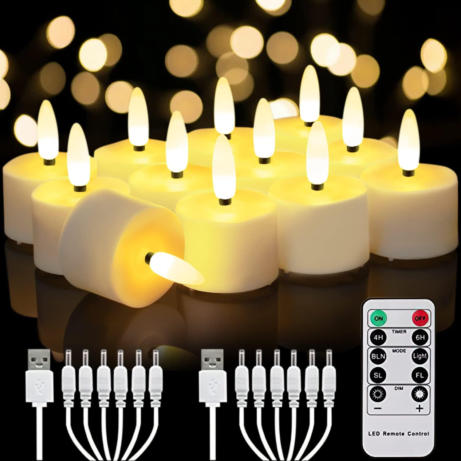 Homemory Flameless Rechargeable Tea Lights with Remote Timer – LED Tea Lights Ba