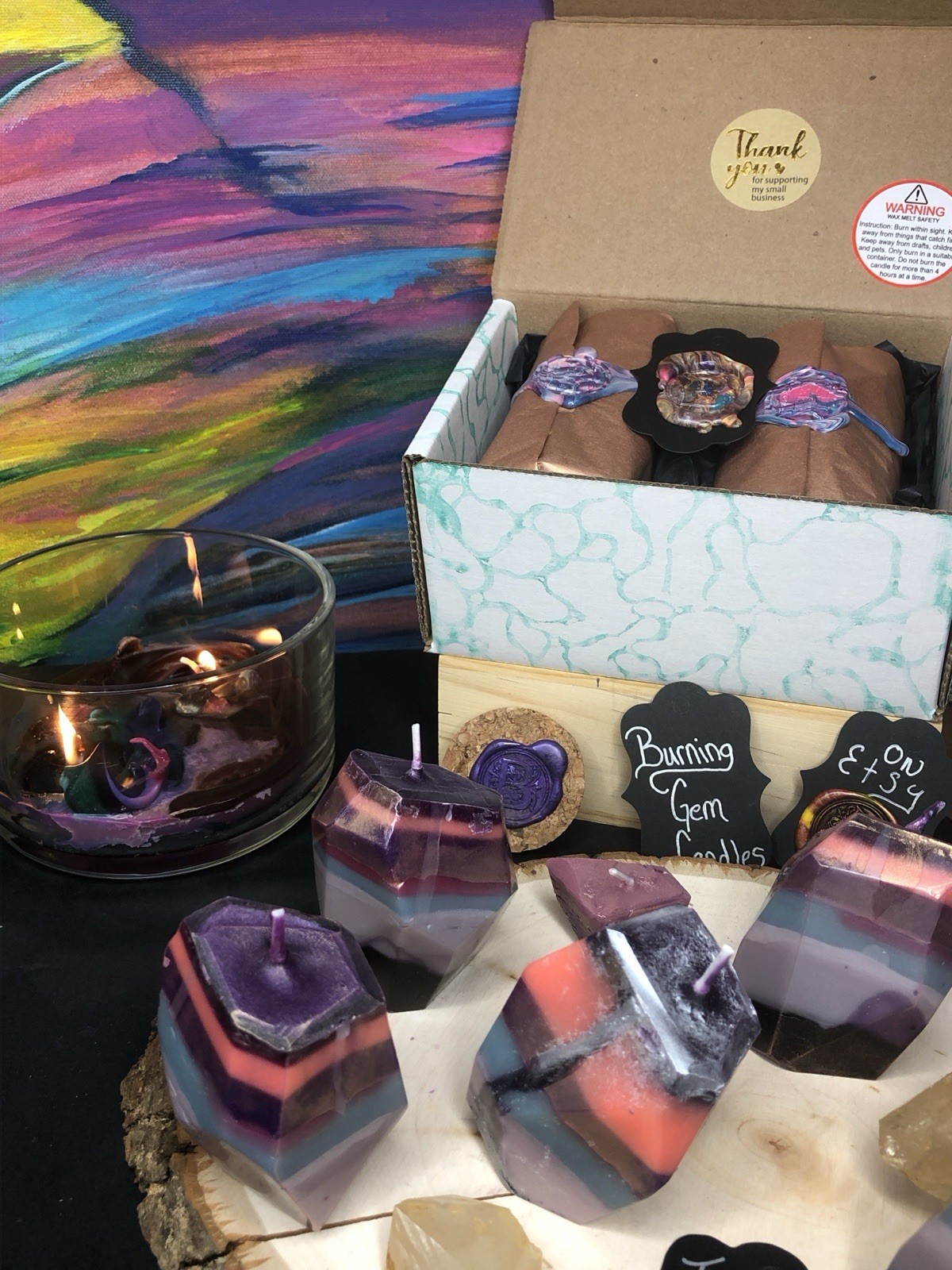 Burning Gem Candles: 3 Pack Of Crystal Candles For Home Decor, Limited Edition