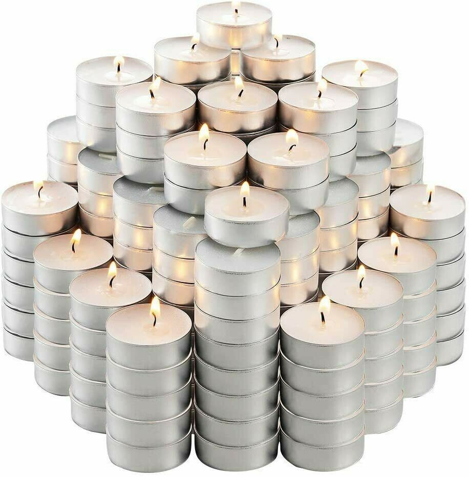 Tea Light Candles Bulk Pack 3 hours Burn White Unscented 50, 100, 300 and more