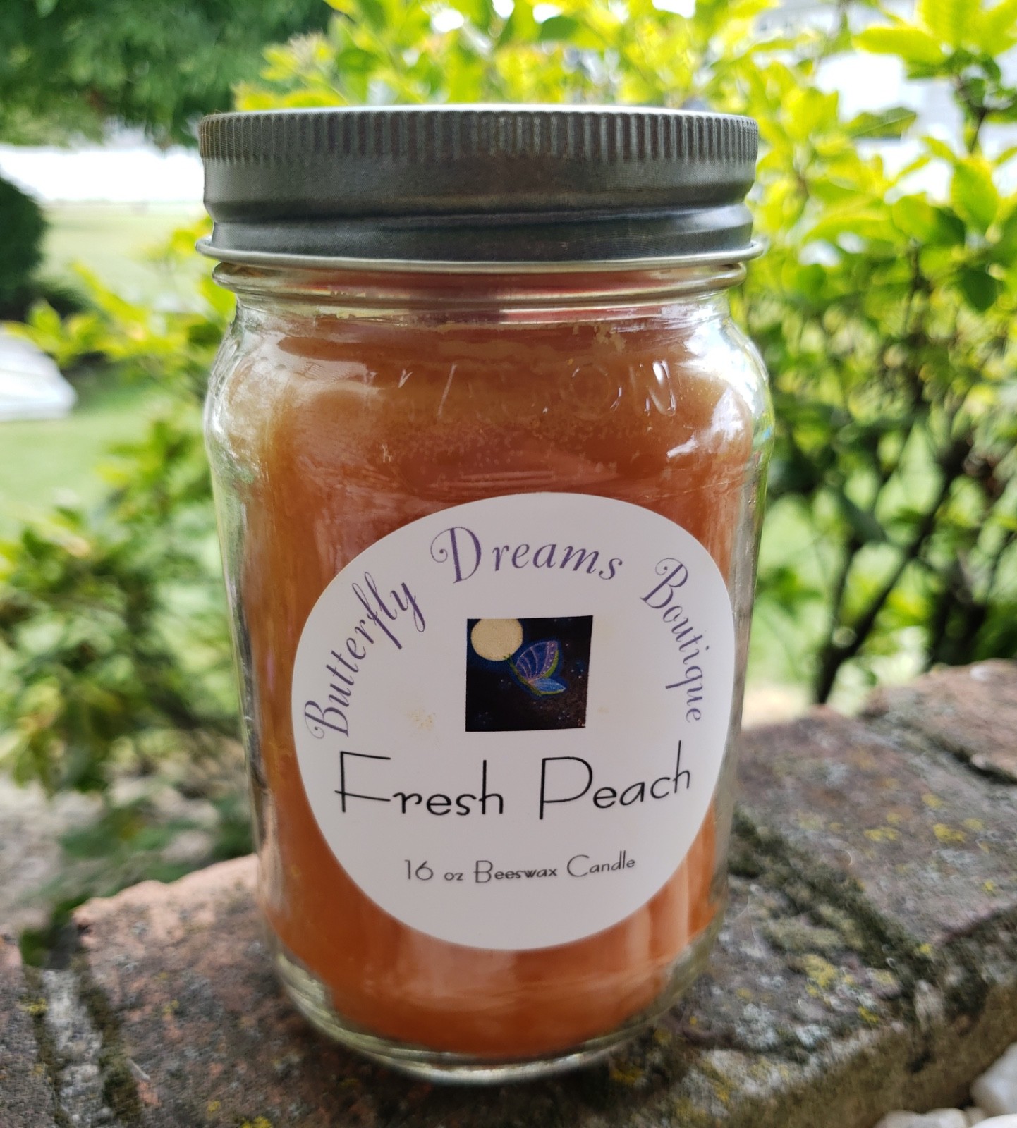 Homemade Comforting Fall Fruit Scented 16 oz Mason jar organic beeswax Candle