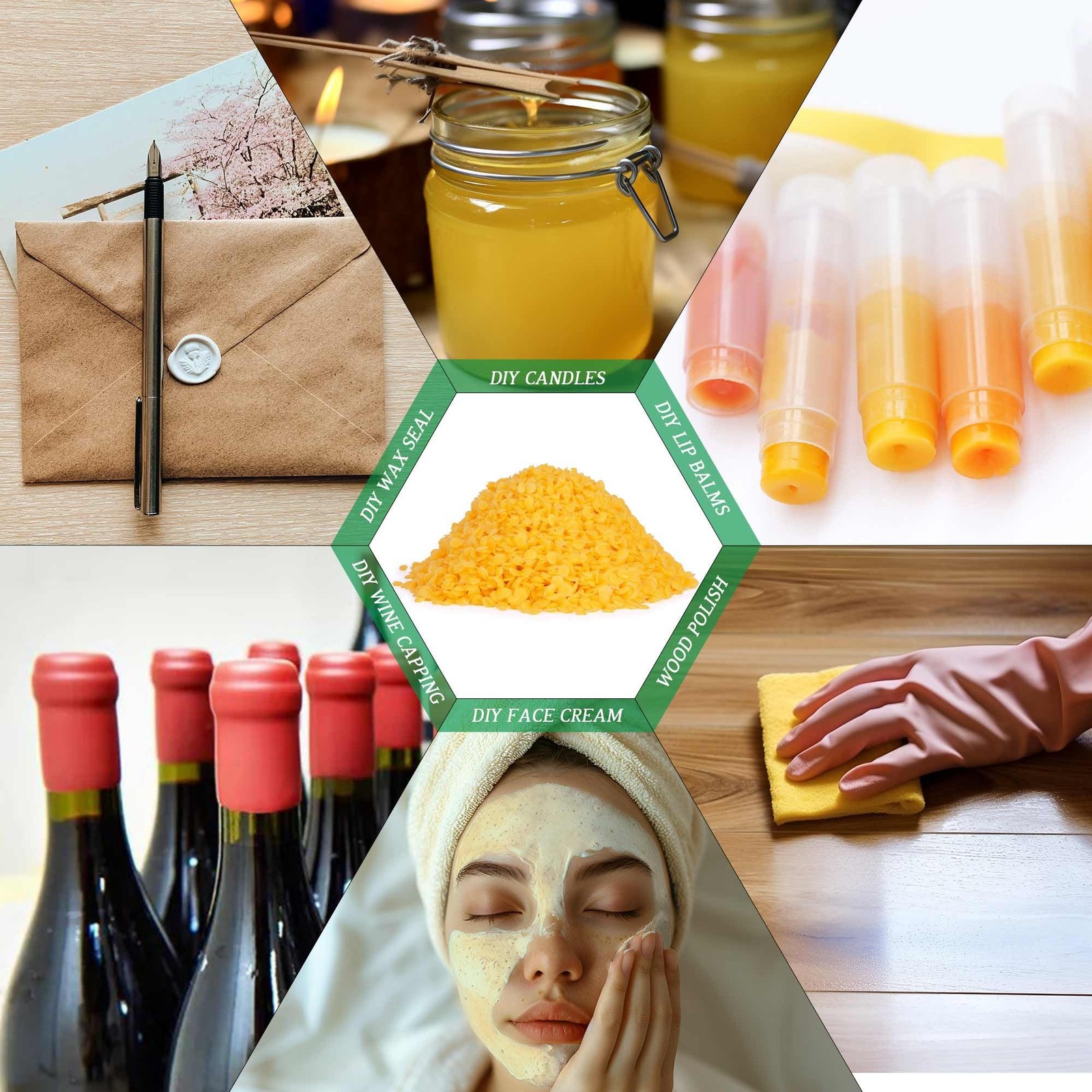 ENCANLIGHT Beeswax Pellets, 1LB Organic Bees Wax Pastilles yellow 1LB,