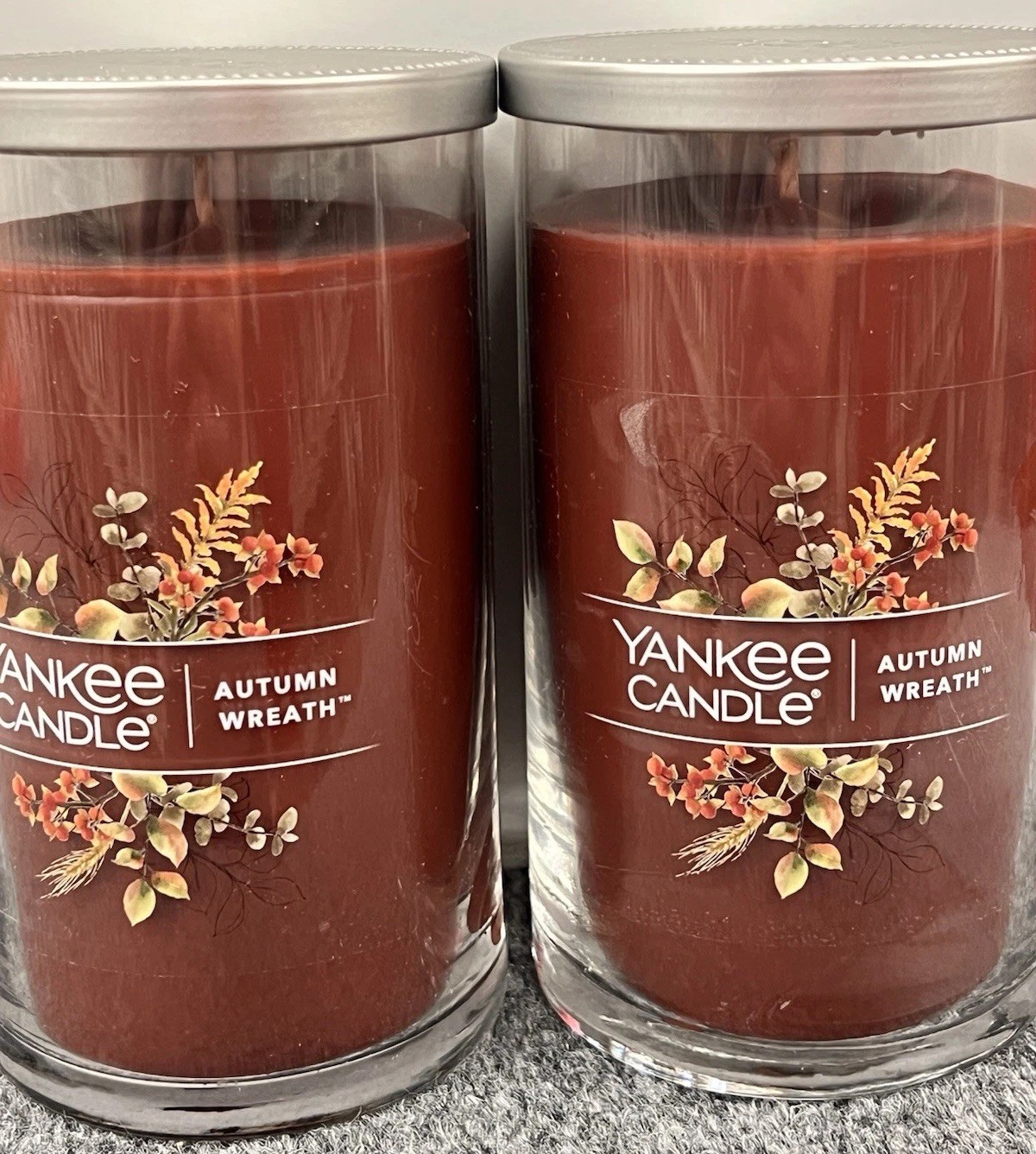 LOT OF 2-NEW-Yankee Candle AUTUMN WREATH Large 14.25oz. FREE SHIPPING