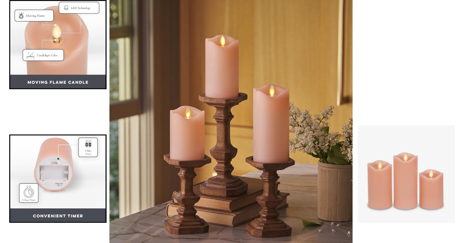 Timeless Pastel Pink Flameless Candles – Energy Efficient & Safe for Homes