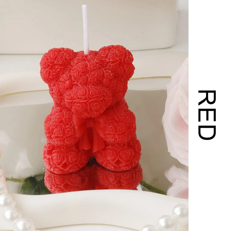 1pc Valentines Rose Bear Candle Aromatherapy Lovely Decoration Partner Hand Gift