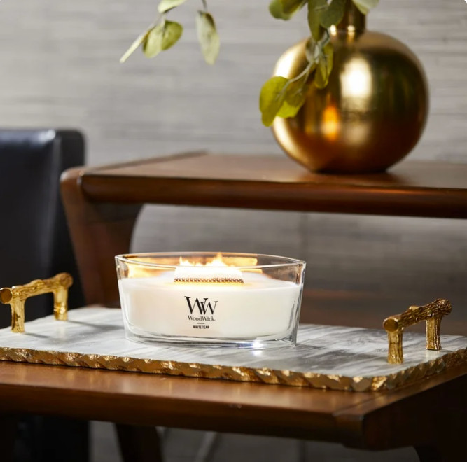 2 Pack WoodWick Ellipse Scented Candle, White Teak, 16 oz