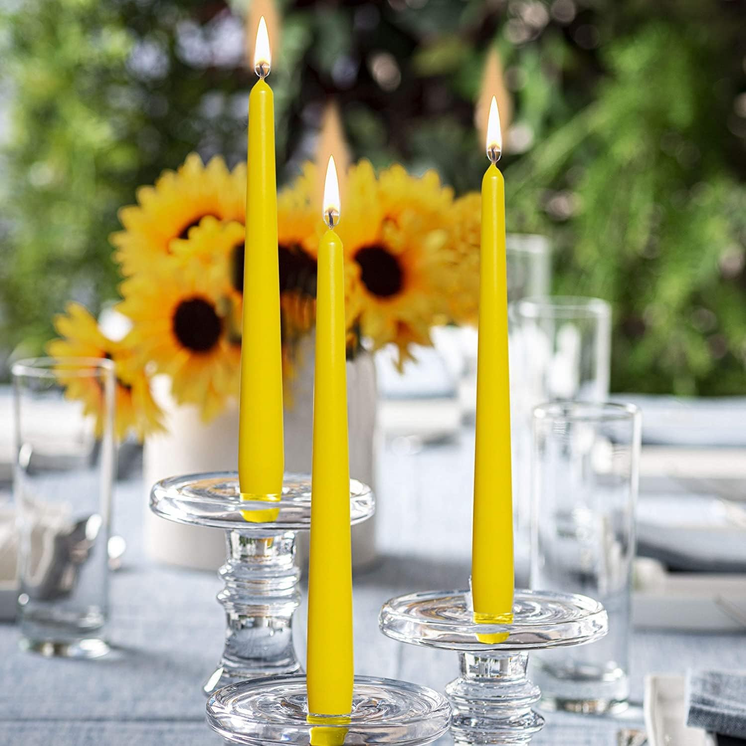 Yellow Taper Candles – 4 Pack Unscented 10 Inch Dinner Candle Set – 8 H