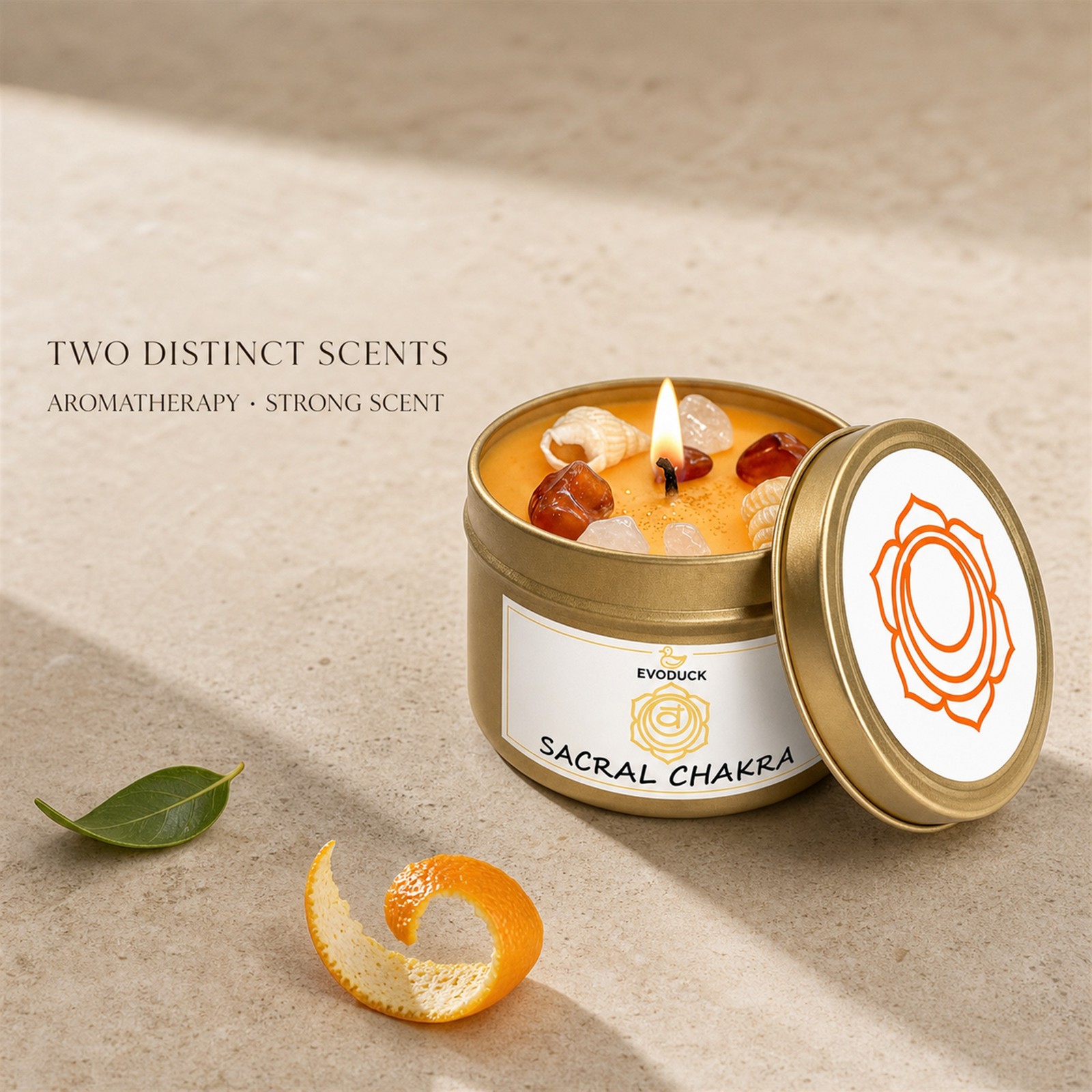 2-Piece EVODUCK Sacral & Solar Plexus Chakra Candles, Crystals, Success