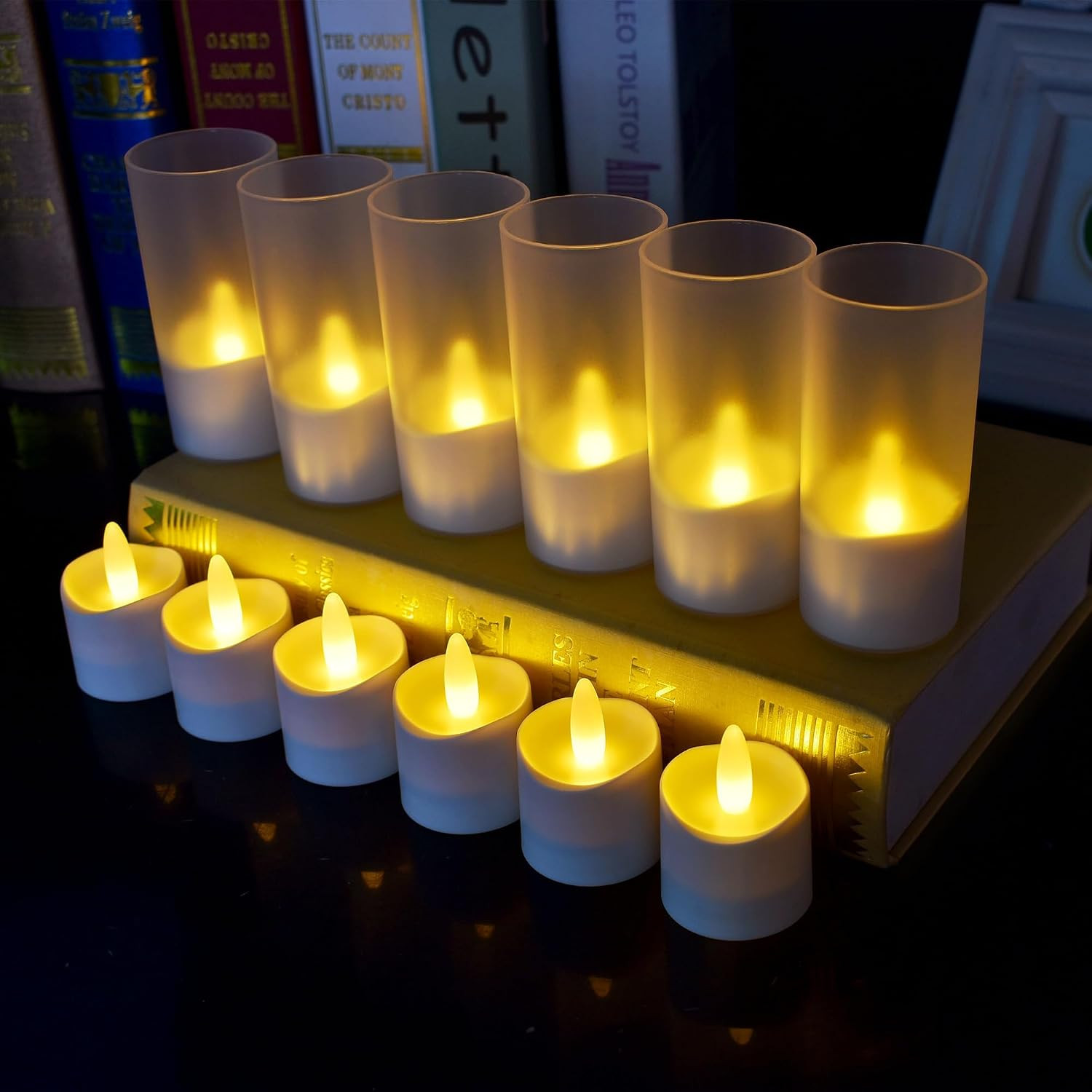 Flameless Candles with Remote Timer, 100+Hours Rechargeable Waterproof Outdoor C