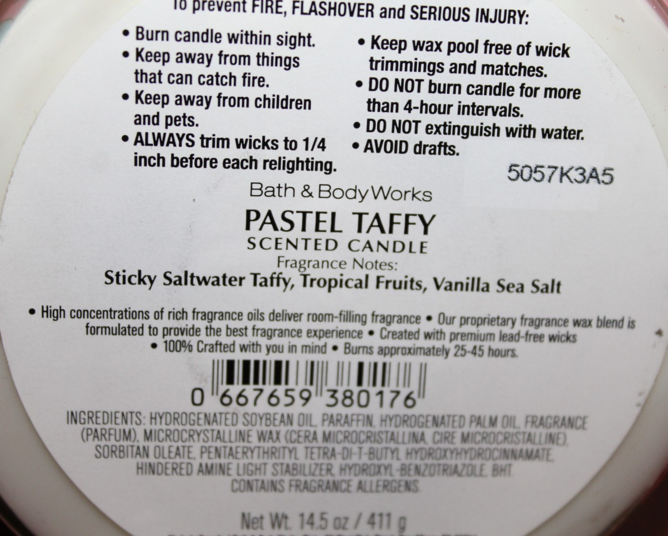 NEW Bath & Body Works Pastel Taffy Scented 3-Wick Soy Wax Blend Candle 14 oz