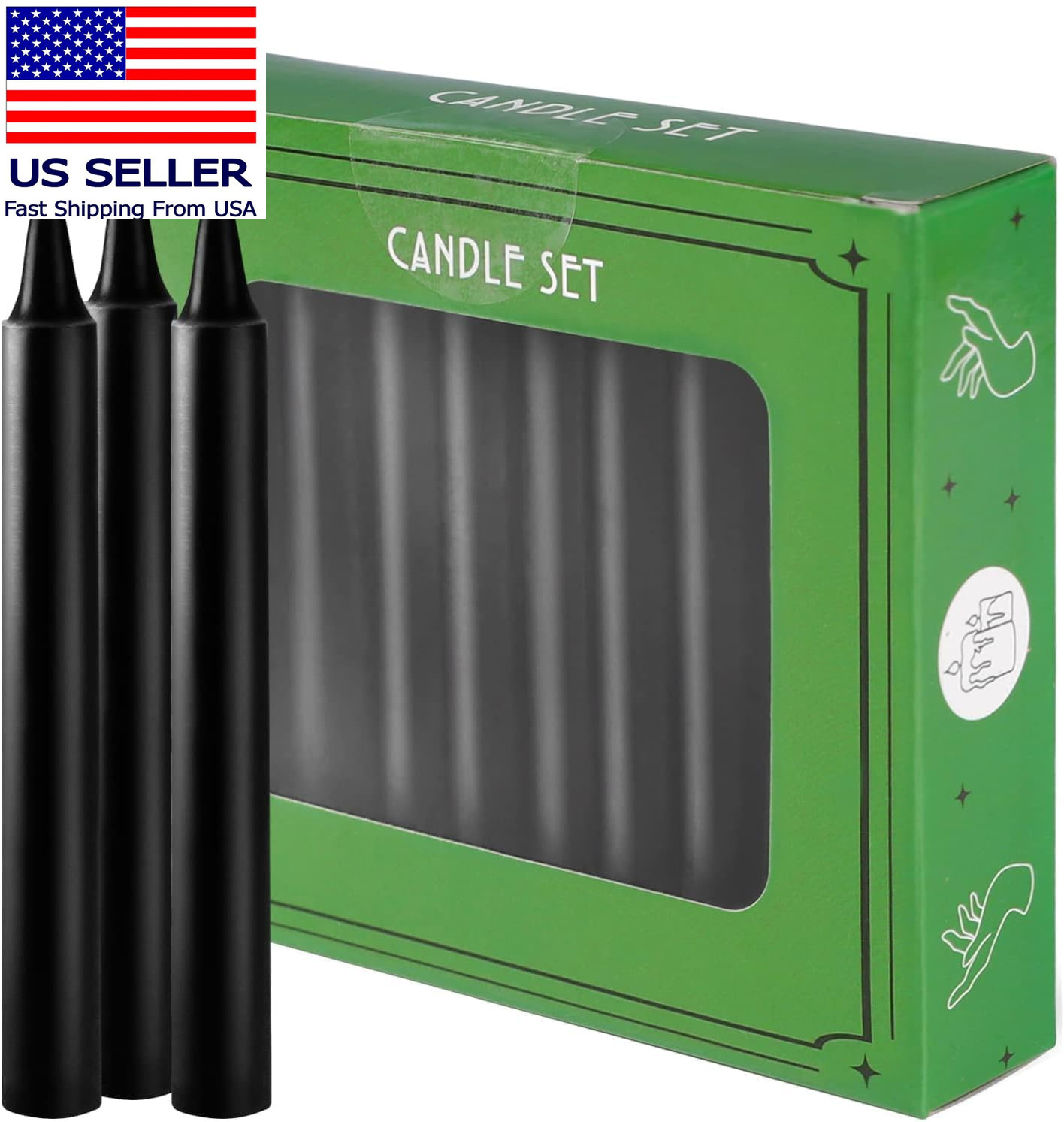 Spell Chime Candles 40 Pcs Black Candles, 4″ Tall Unscented Mini Taper Candle fo