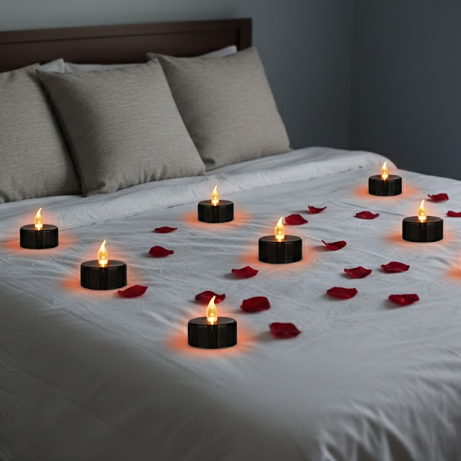 24 Pack LED Tea Lights Candles Flickering Battery Operated with On Off – Black