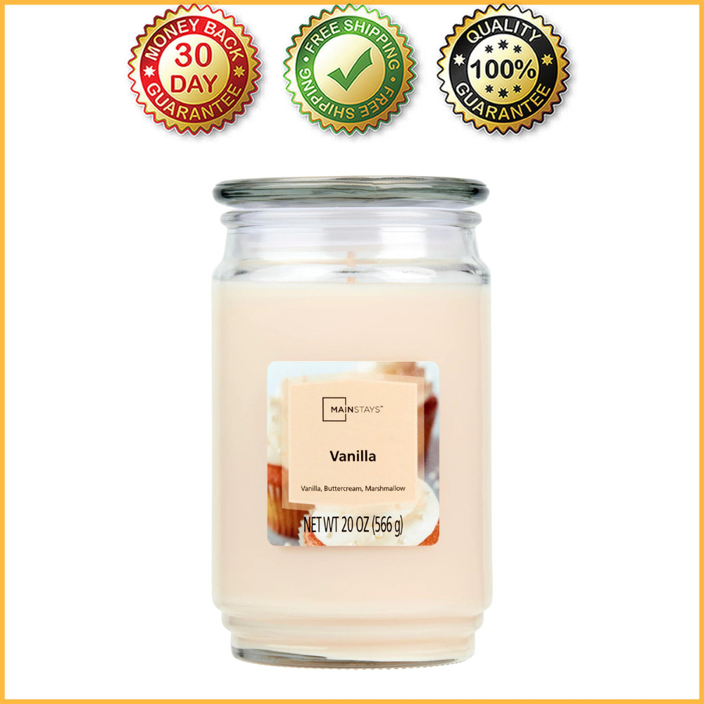 Mainstays Vanilla Scented Single-Wick Large Glass Jar Candle, 20 oz New