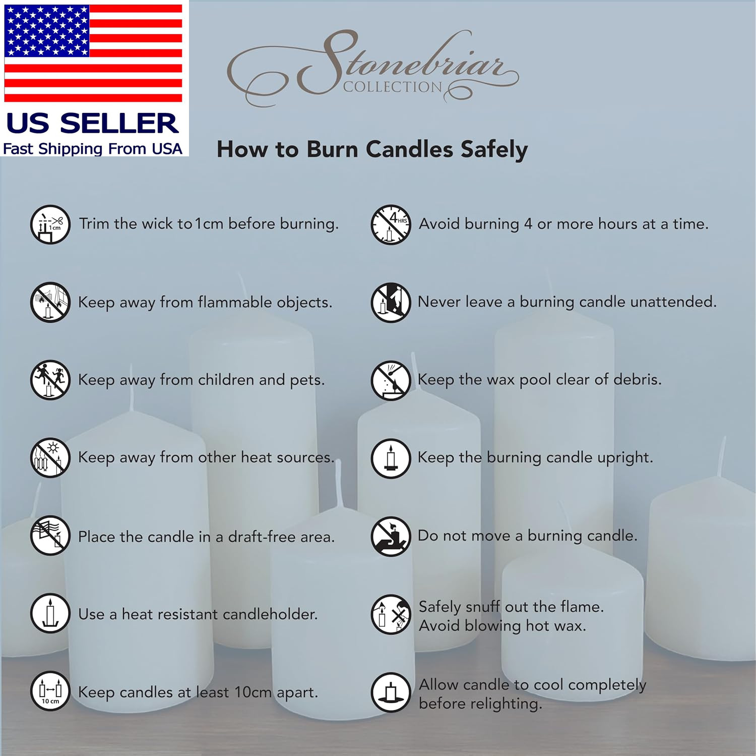 Unscented White Tall Pillar Candles, 35 Hour Burning Candle Pillars, Perfect for