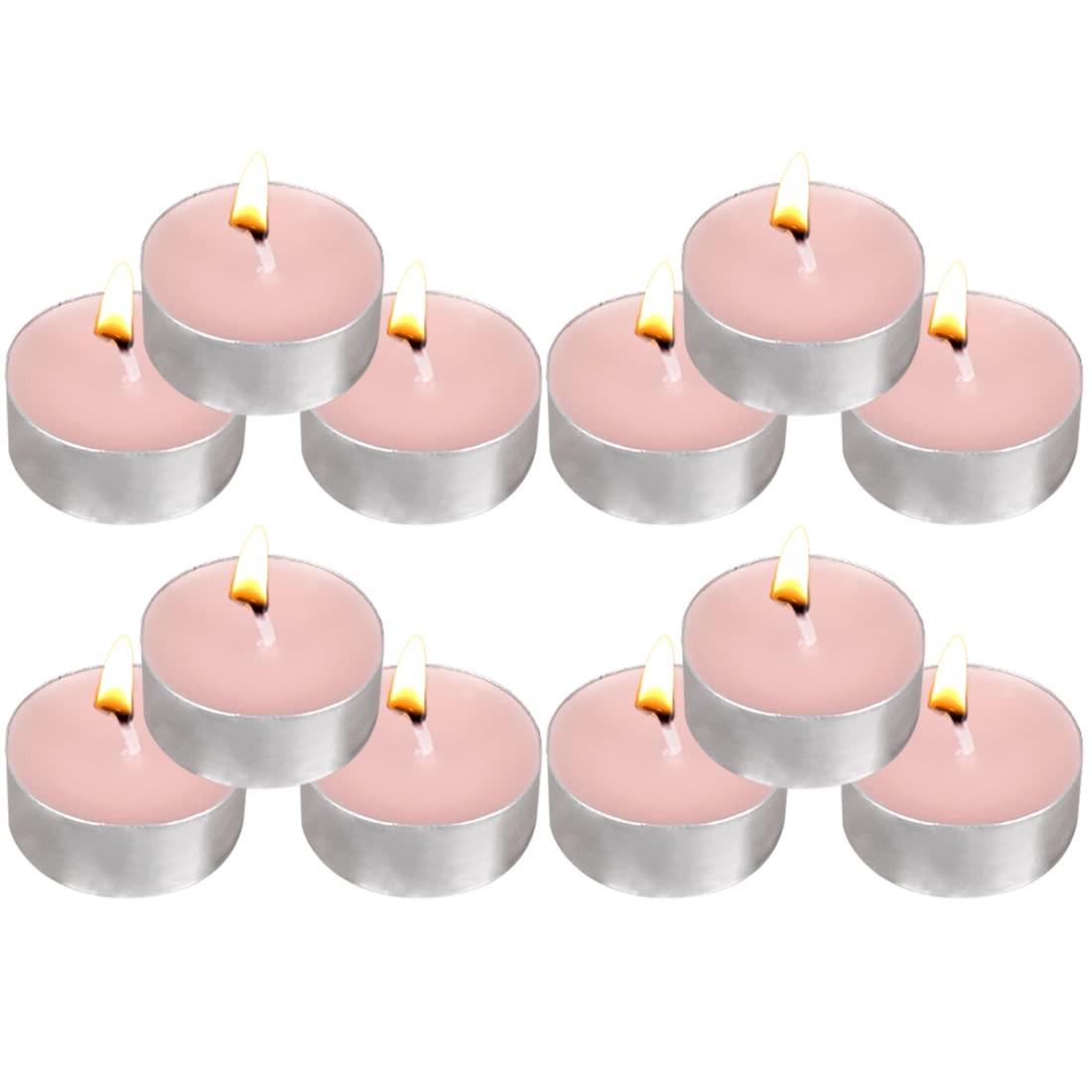 Tea Lights Candles – 12 Pack Pink Tealights Candle Scented Small, Rose
