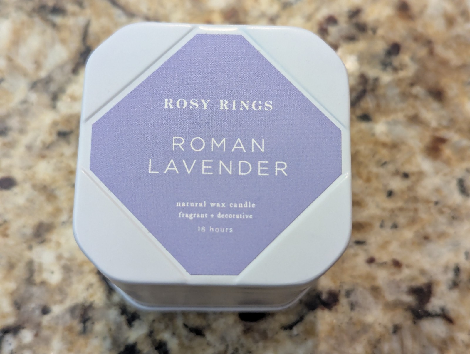 Rosy Rings Natural Wax Candle Roman Lavender Travel Tin 2.4 oz