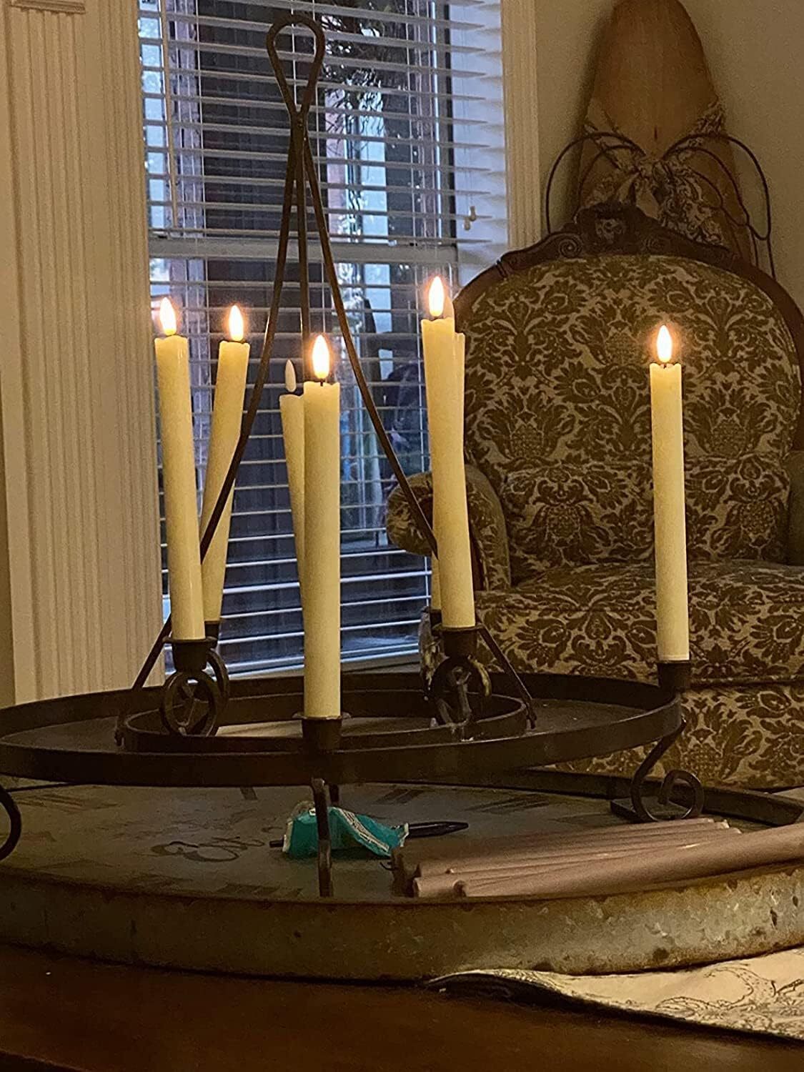 6X Flameless Taper Candles Light Flickering Battery Operated with Remote Timer