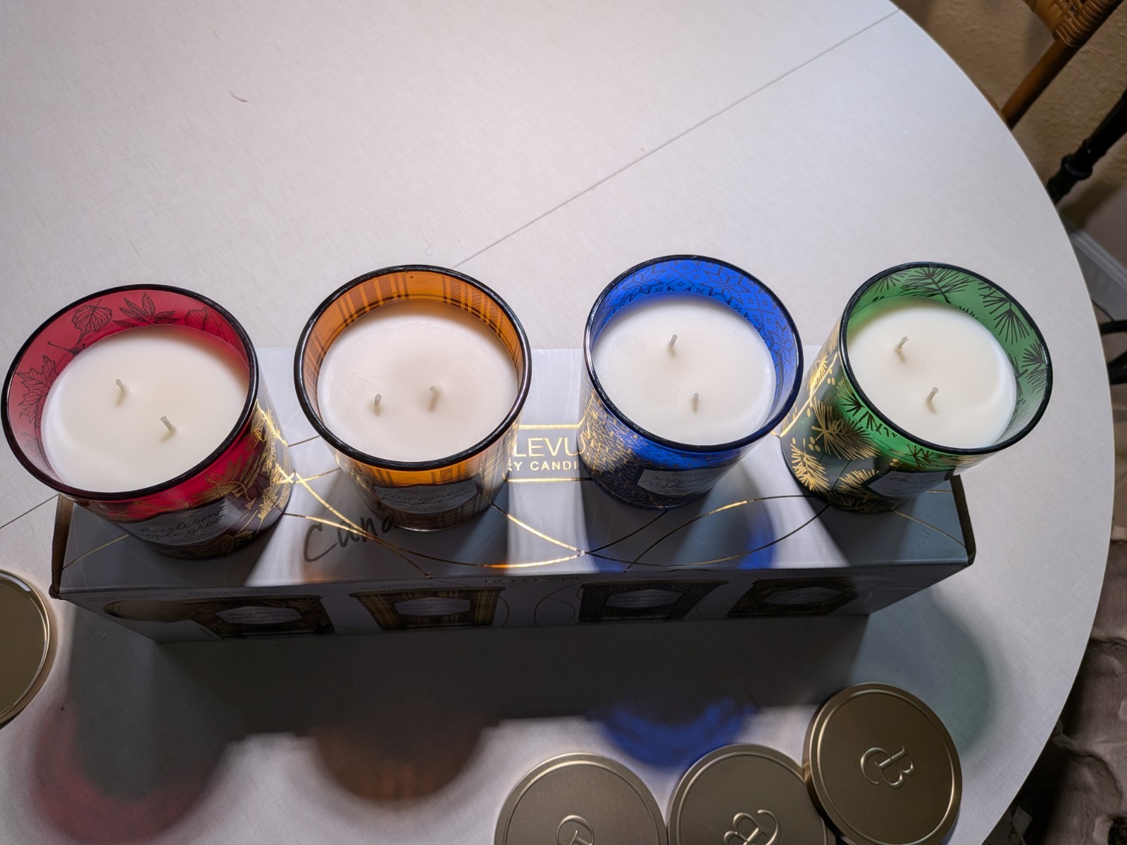 Set Of 4 Bellevue Luxury Soy Blend 12 Oz Candles, New In Box